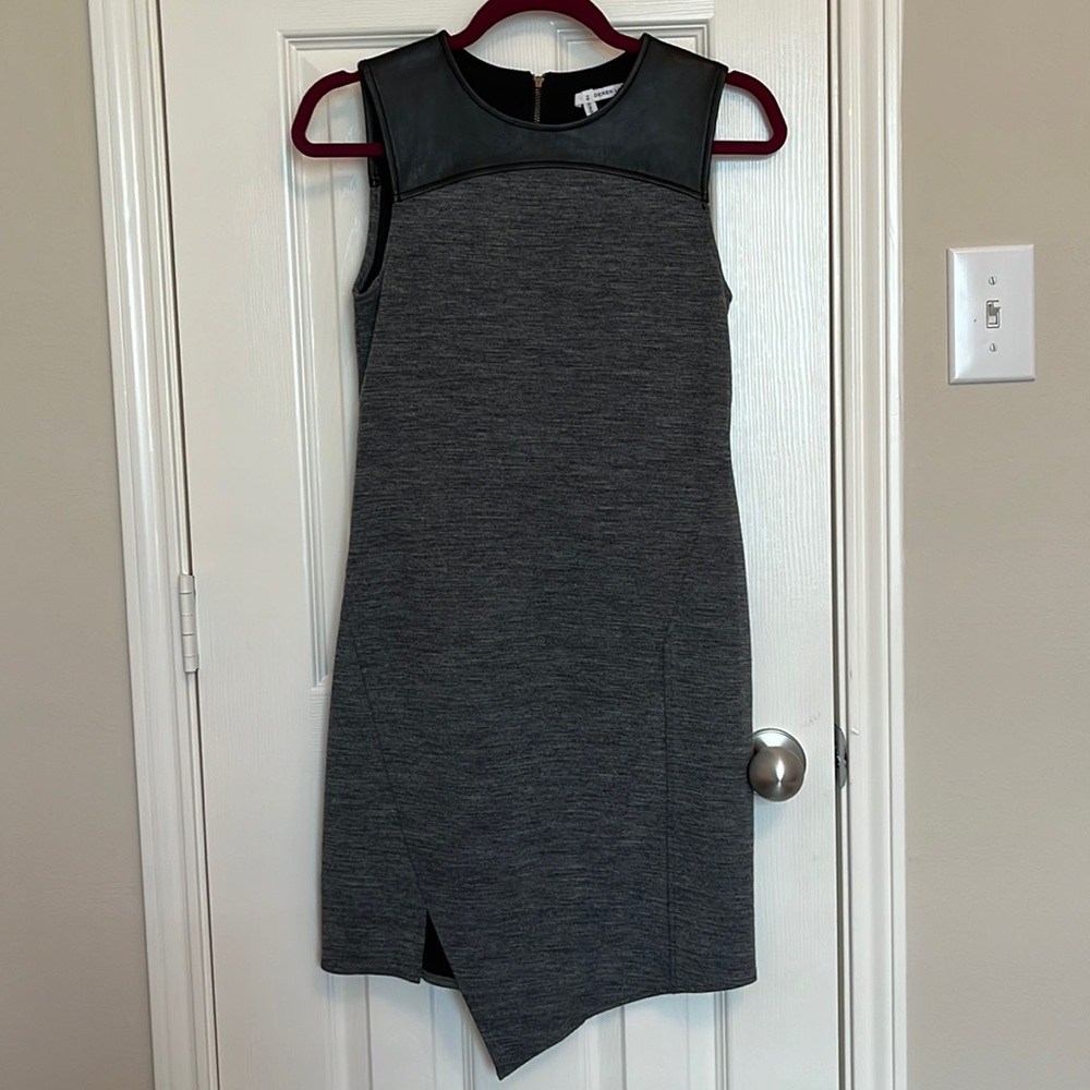 Derek Lam Asymmetrical Wool Blend Leather Dress